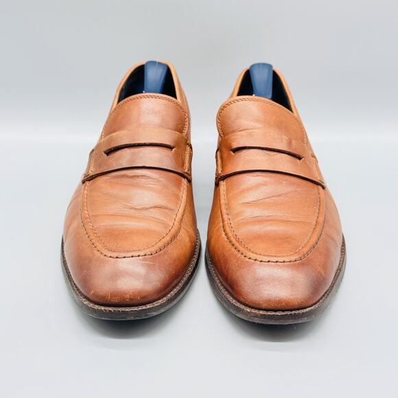 Cole Haan Shoes Men 9 Brown Leather Grand OS Penny Loafers Moc Toe Slip On Dress - Picture 3 of 14